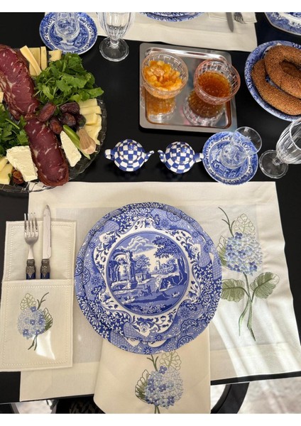 Blue Cornales Amerikan Servis Peçetesi ve Çatal Kılıfı 2 Kişilik fırsatları