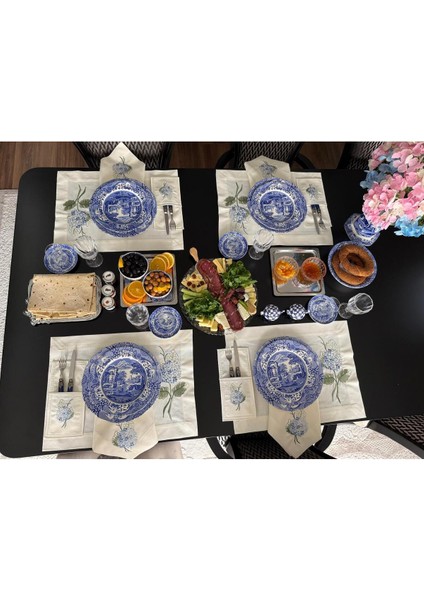 Blue Cornales Amerikan Servis Peçetesi ve Çatal Kılıfı 2 Kişilik indirimleri