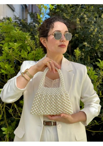 Büzgülü El Çantası Inci Boncuk Çanta