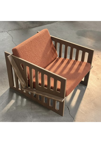 Ahşap Berjer Geçme Sistem Modern Koltuk Kontrplak Su, Nem ve Güneşe Dayanıklı Dış Mekân Ahşap Koltuk