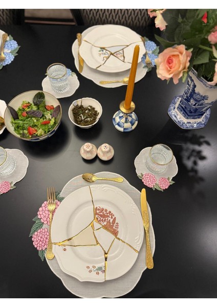 Pembe Ortanca Amerikan Servis 6 Kişilik - Ithal Keten modelleri