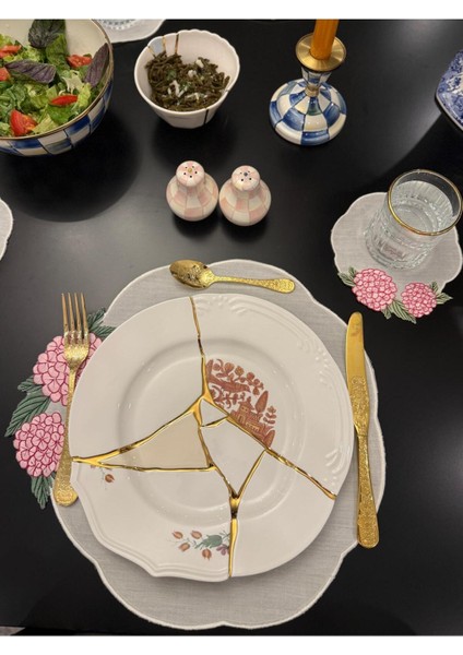 Pembe Ortanca Amerikan Servis 6 Kişilik - Ithal Keten fırsatları