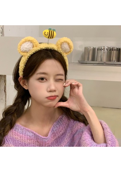 Sevimli Ilginç Sonbahar ve Kış Peluş Yı Yüz Saç Bantları Kadın Çok Yönlü Eğlenceli Yüksek Kafatası Üst Kafa Bandı Makyaj Baskı Saç Saç Kartı Saç Aksesuarları (Yurt Dışından)