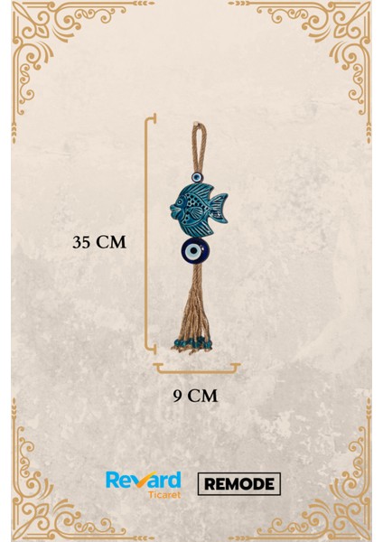 Nazar Boncuklu Şanslı Balık Figürlü Seramik El Yapımı Dekoratif Duvar Süsü Eşyası 9X35 cm fırsatları
