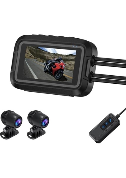 Çift Ön–arka Motosiklet Kamerası – Full Hd 1080P, 150° Geniş Açı Lens, 3.0” IPS Ekran, Wifi Destekli Dvr Kayıt, G-Sensör, Uzaktan Kumanda, 128GB Tf Kart Destekli, Dc 5–24V Güç Girişi | V9