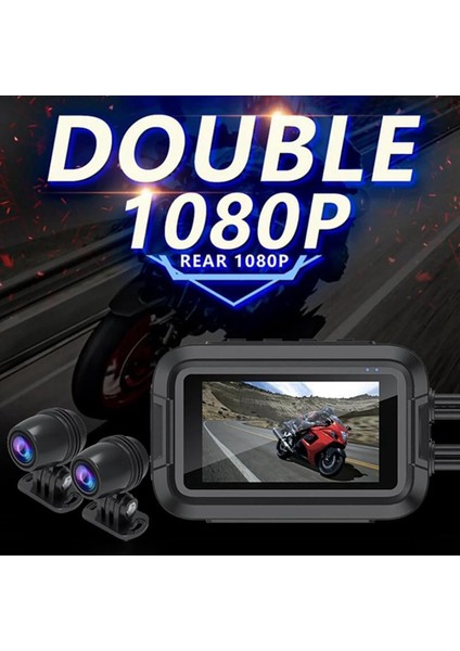 Çift Ön–arka Motosiklet Kamerası – Full Hd 1080P, 150° Geniş Açı Lens, 3.0” IPS Ekran, Wifi Destekli Dvr Kayıt, G-Sensör, Uzaktan Kumanda, 128GB Tf Kart Destekli, Dc 5–24V Güç Girişi | V9 modelleri
