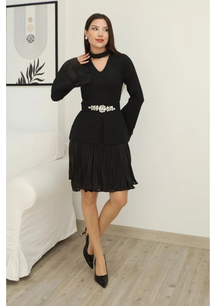 Büzgü Detaylı Kemerli Elbise 2338-SIYAH fiyatları