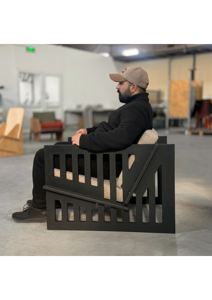 Siyah Berjer Siyah Kontrplak Geçme Sistem Modern Koltuk – Vizon Keten Minderli Dış Mekân Dayanıklı fiyatları