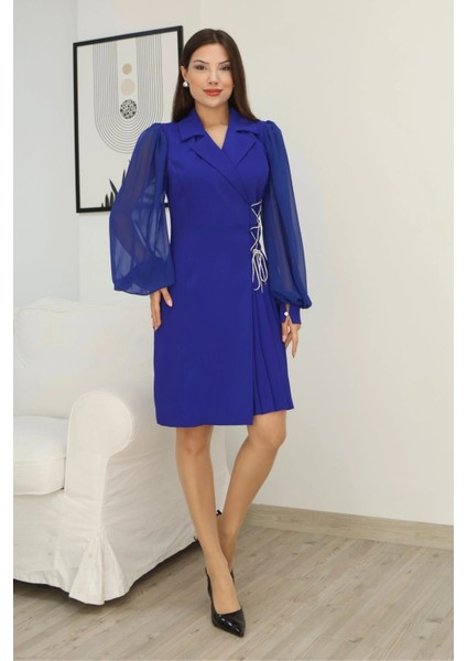 Bağlama Detaylı Piliseli Elbise 2324-SAKS fırsatları