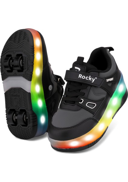 PATENLİ CIRTLI IŞIKLI SPOR AYAKKABISI 4 TEKERLEKLİ PATEN –IŞIKLARI ON/OFF Tuşlu
