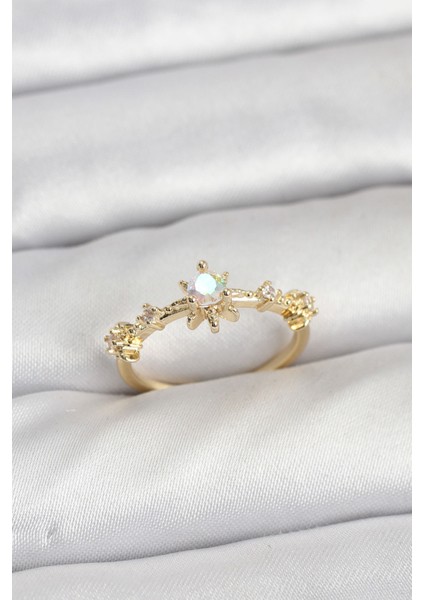 Gold Renk Pirinç Yıldız Model Kadın Yüzük