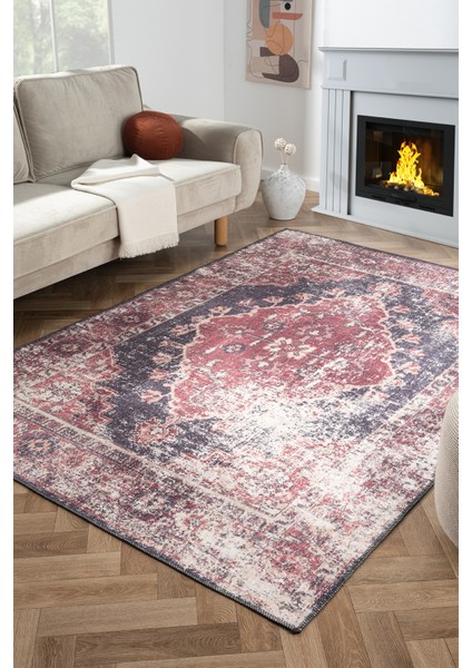 Antico 2352 Pamuk Tabanlı Yıkanabilir Otantik Vintage Klasik Eskitme Halı