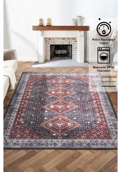 Konfor Antico 2355 Pamuk Tabanlı Yıkanabilir Otantik Vintage Klasik Eskitme Halı