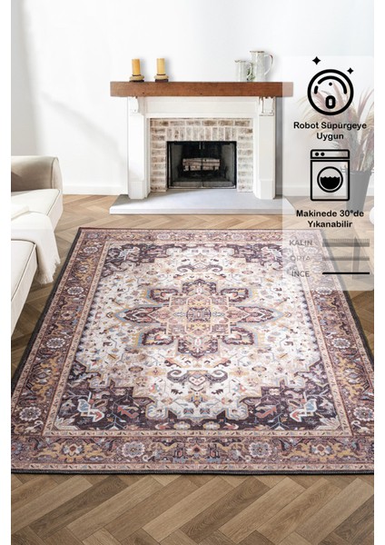 Konfor Antico 2356 Pamuk Tabanlı Yıkanabilir Otantik Vintage Klasik Eskitme Halı