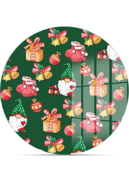 Cam Sunum Servis Tabağı 3'lü Yuvarlak Set Noel Yılbaşı Desenli fırsatları