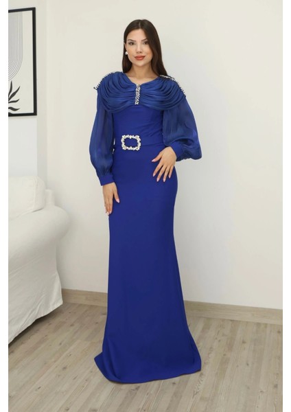 Omuz Drapeli Abiye Elbise 2314-SAKS modelleri