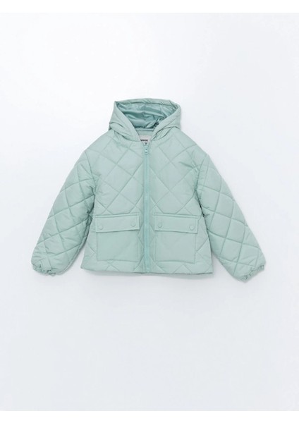 Kapüşonlu Kız Çocuk Şişme Mont