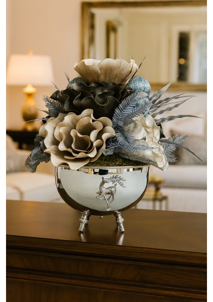 Lüks Geyik Model - Latex Aranjman - Gümüş Saksı modelleri