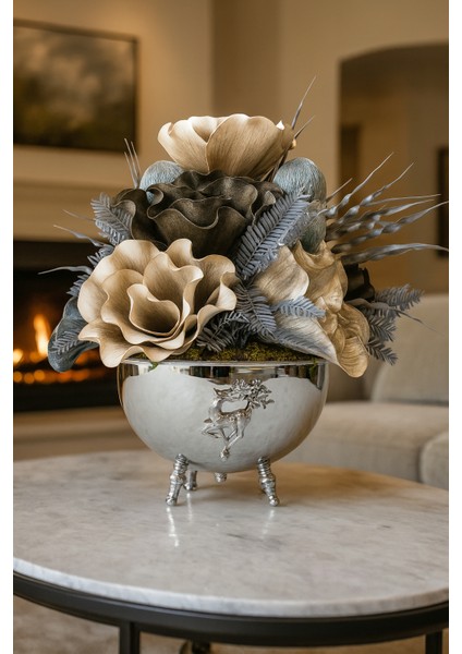 Lüks Geyik Model - Latex Aranjman - Gümüş Saksı fırsatları