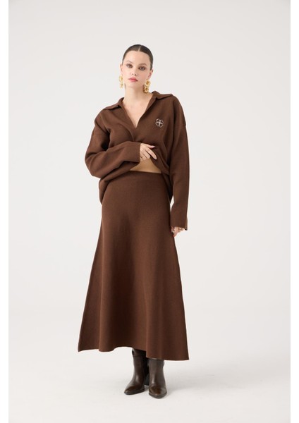 Beli Lastikli Uzun Zoi Triko Etek Kahve fırsatları