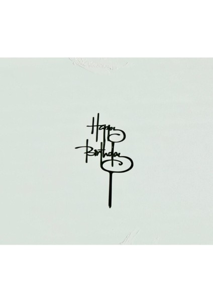 Siyah Italik Happy Birthday Yazılı Pasta Süsü modelleri