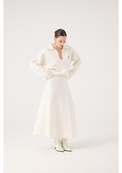 Beli Lastikli Uzun Zoi Triko Etek Beyaz fiyatları