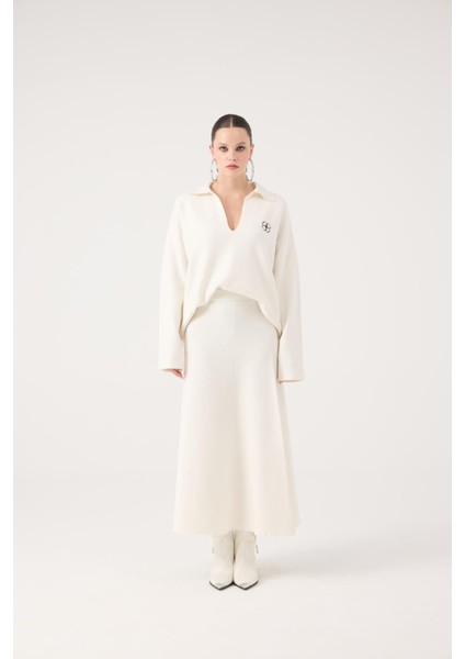 Beli Lastikli Uzun Zoi Triko Etek Beyaz modelleri