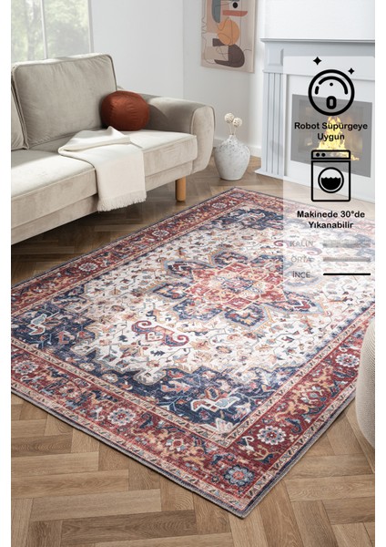 Konfor Antico 2323 Pamuk Tabanlı Yıkanabilir Otantik Vintage Klasik Eskitme Halı