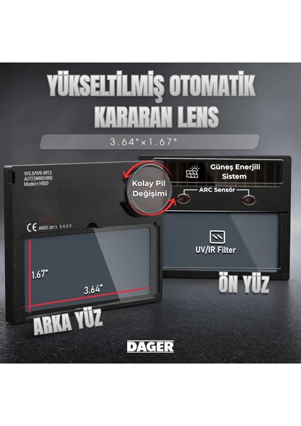 MERDE Otomatik Kararan Colormatik Kaynak Maskesi – Ayarlanabilir Kararma Seviyesi, Geniş Görüş, Profesyonel TIG MIG MMA Uyumlu Maske fiyatları