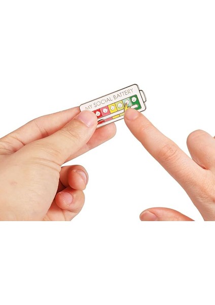 My Social Battery Hareketli Rozet Pin Broş Beyaz modelleri