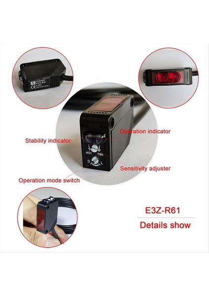 E3Z-R61 Npn Fotoelektrik Kiriş Braket Aynalı Yansıma Fotoelektrik Anahtar 2m Aralık (Yurt Dışından) fiyatları