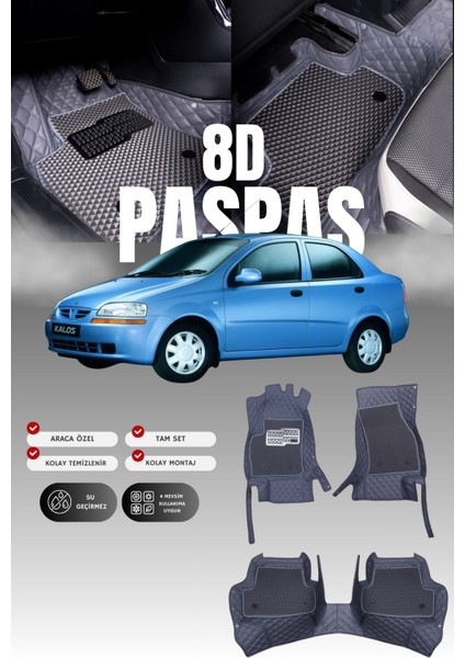 Chevrolet Kalos (2002-2008) 8d Deri Havuzlu Oto Paspas | Tam Koruma,araca Özel & Hızlı Montaj