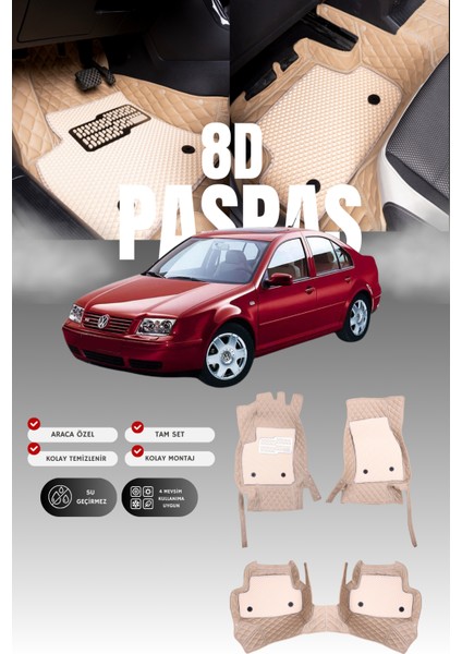 Volkswagen Bora (1999-2005) 8d Deri Havuzlu Oto Paspas | Tam Koruma,araca Özel & Hızlı Montaj