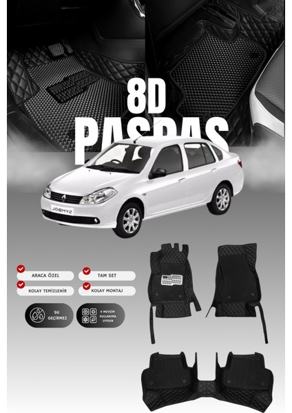 Renault Symbol (2008-2012) 8d Deri Havuzlu Oto Paspas | Tam Koruma,araca Özel & Hızlı Montaj