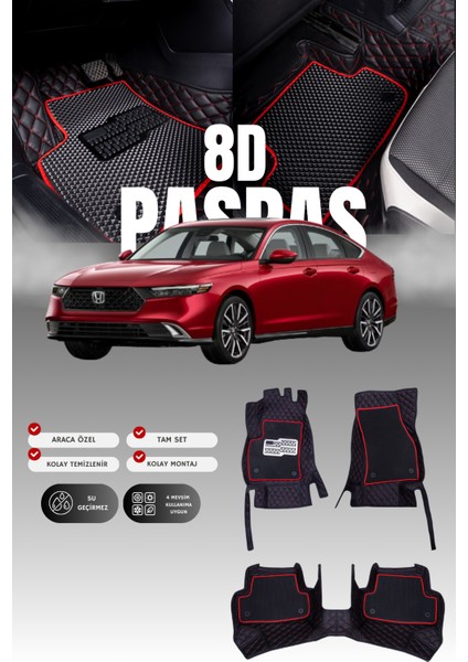 Honda Accord (2023 ve Sonrası) 8d Deri Havuzlu Oto Paspas | Tam Koruma,araca Özel & Hızlı Montaj