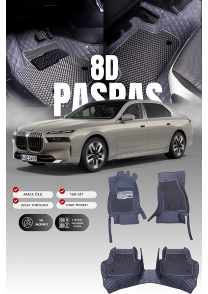 Bmw 7 Serisi I7 (2022 ve Sonrası) 8d Deri Havuzlu Oto Paspas | Tam Koruma,araca Özel & Hızlı Montaj