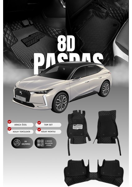 Ds Ds4 (2021 ve Sonrası) 8d Deri Havuzlu Oto Paspas | Tam Koruma,araca Özel & Hızlı Montaj