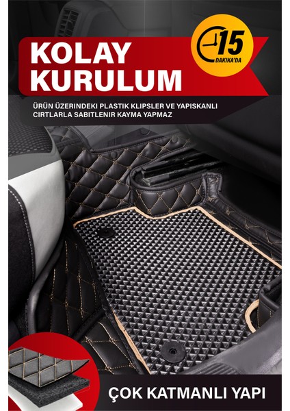 Skoda Super-B (2015-2019) 8d Deri Havuzlu Oto Paspas | Tam Koruma,araca Özel & Hızlı Montaj