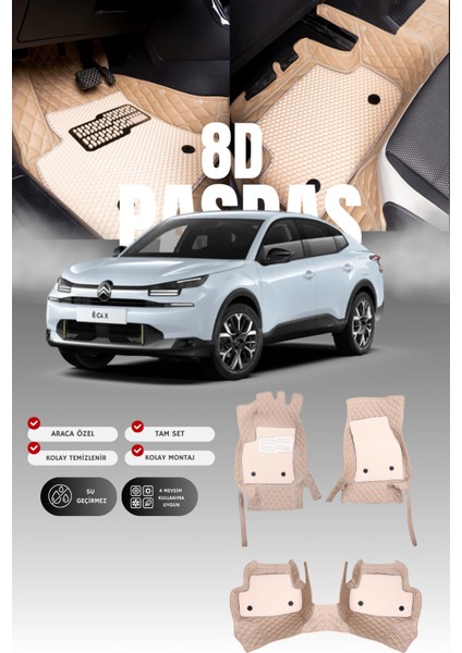 Citroen C4 Elektrikli (2020 ve Sonrası) 8d Deri Havuzlu Oto Paspas | Tam Koruma & Çift Katmanlı