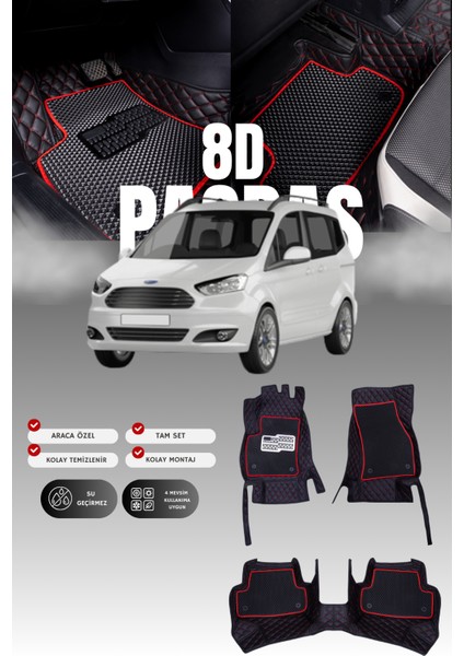 Ford Tourneo Courier (2014-2023) 8d Deri Havuzlu Oto Paspas | Tam Koruma,araca Özel & Hızlı Montaj