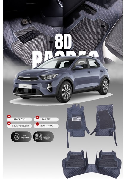 Kia Stonic (2017 ve Sonrası) 8d Deri Havuzlu Oto Paspas | Tam Koruma,araca Özel & Hızlı Montaj
