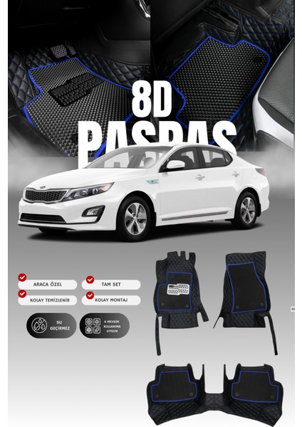 Kia Optima (2015-2020) 8d Deri Havuzlu Oto Paspas | Tam Koruma,araca Özel & Hızlı Montaj
