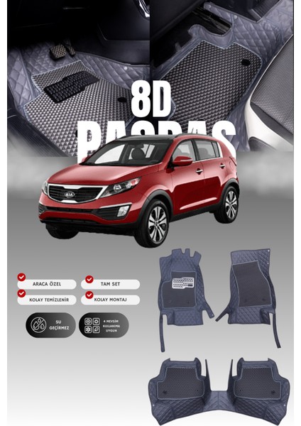 Kia Sportage (2011-2015) 8d Deri Havuzlu Oto Paspas | Tam Koruma,araca Özel Kesim & Hızlı Montaj