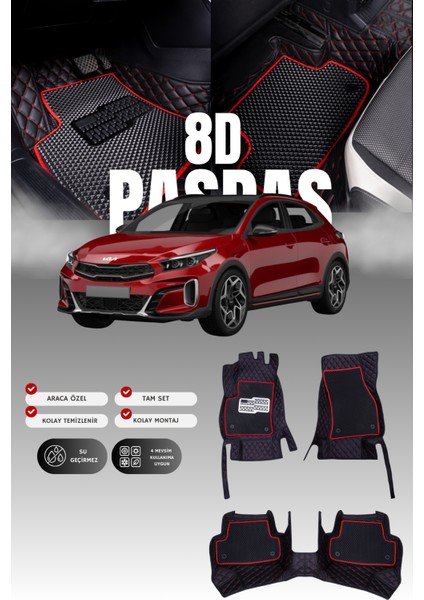 Kia Xceed (2019 ve Sonrası) 8d Deri Havuzlu Oto Paspas | Tam Koruma,araca Özel & Hızlı Montaj
