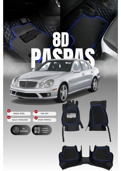 Mercedes E180 / W212 (2013-2016) 8d Deri Havuzlu Oto Paspas | Tam Koruma,araca Özel & Hızlı Montaj