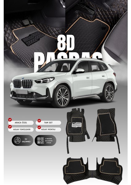 Bmw x Serisi X1 (2022 ve Sonrası) 8d Deri Havuzlu Oto Paspas | Tam Koruma,araca Özel & Hızlı Montaj