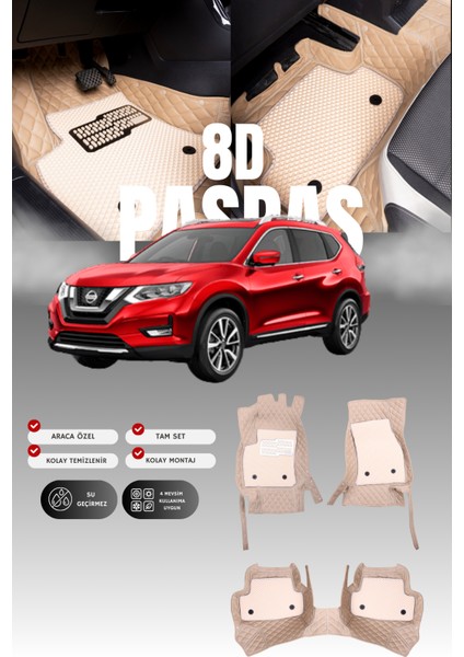 Nissan X-Trail (2014–2021) 8d Deri Havuzlu Oto Paspas | Tam Koruma,araca Özel & Hızlı Montaj