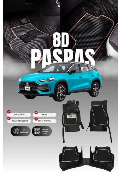 Mg Hs (2018-2024) 8d Deri Havuzlu Oto Paspas | Tam Koruma,araca Özel Kesim & Hızlı Montaj