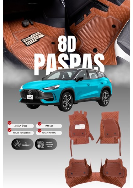 Mg Hs (2018-2024) 8d Deri Havuzlu Oto Paspas | Tam Koruma,araca Özel Kesim & Hızlı Montaj