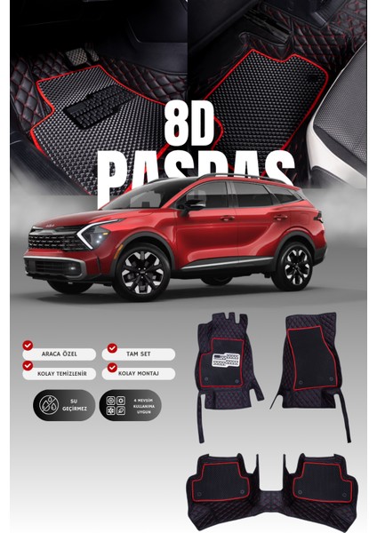 Kia Sportage (2021 ve Sonrası) 8d Deri Havuzlu Oto Paspas | Tam Koruma,araca Özel & Hızlı Montaj